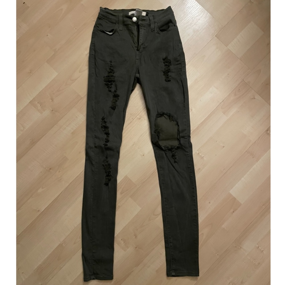 Olive Colored High Waisted Ripped Pants